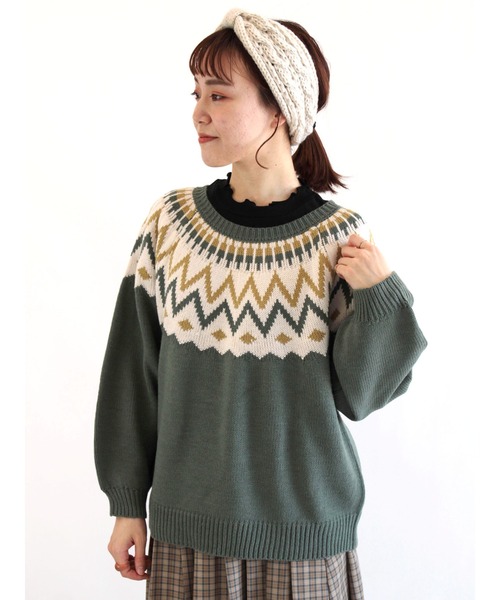 ehka sopo（エヘカソポ）の「求心柄ニット（ニット/セーター・レディース・ブラック/ネイビー/グリーン/キナリ・ﾌﾘ-）」の3枚目の写真