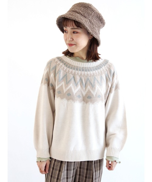 ehka sopo（エヘカソポ）の「求心柄ニット（ニット/セーター・レディース・ブラック/ネイビー/グリーン/キナリ・ﾌﾘ-）」の2枚目の写真