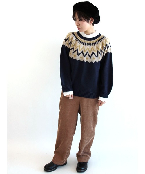 ehka sopo（エヘカソポ）の「求心柄ニット（ニット/セーター・レディース・ブラック/ネイビー/グリーン/キナリ・ﾌﾘ-）」の8枚目の写真