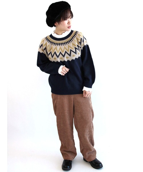 ehka sopo（エヘカソポ）の「求心柄ニット（ニット/セーター・レディース・ブラック/ネイビー/グリーン/キナリ・ﾌﾘ-）」の10枚目の写真