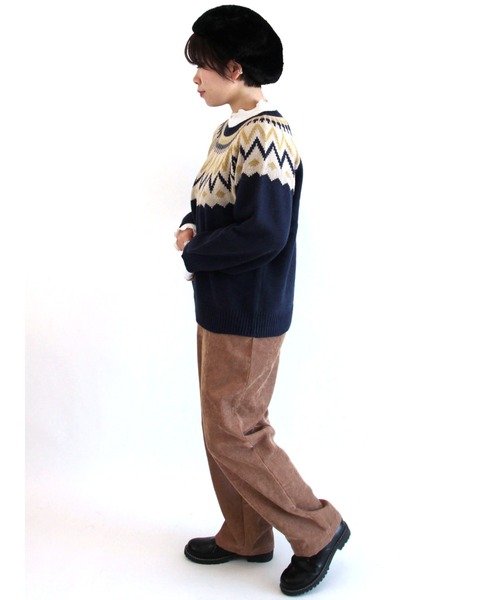 ehka sopo（エヘカソポ）の「求心柄ニット（ニット/セーター・レディース・ブラック/ネイビー/グリーン/キナリ・ﾌﾘ-）」の6枚目の写真