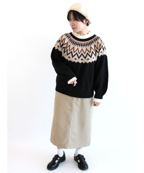 ehka sopo（エヘカソポ）の「求心柄ニット（ニット/セーター・レディース・ブラック/ネイビー/グリーン/キナリ・ﾌﾘ-）」の9枚目の写真