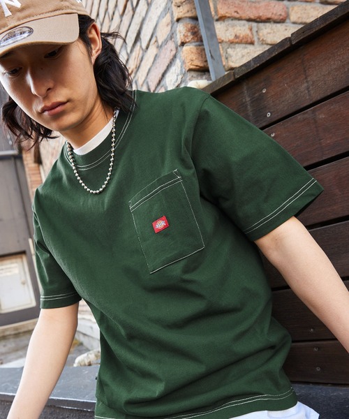 Dickies（ディッキーズ）の「Dickies/ディッキーズ ロゴワッペン ポケットオーバーサイズ半袖Tシャツ（Tシャツ/カットソー・メンズ・ホワイト系/ベージュ系/サックスブルー/ブラック/グリーン/ネイビー/ベージュ/オートミール/グリーン系/オレンジ/ブラック系/ネイビー系/ホワイト/ホワイト系その他/ブルー/ブルー系2/グリーン系2/ブラック系2/ホワイト系2/イエロー系/ネイビー系1/ネイビー系2/イエロー系2・L/XL/M）」の12枚目の写真