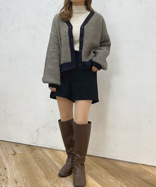 apres jour(アプレジュール)の「ヘリンボーンカーディガン【ZOZOTOWN限定アイテム】(カーディガン/ボレロ・レディース・ブラウン系その他/グリーン系その他/ブラック・フリー/X-LARGE)」の12枚目の写真