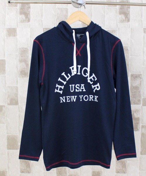 TOMMY HILFIGER(トミーヒルフィガー)の「カレッジロゴプルオーバーTeeパーカー09T4091(パーカー・メンズ・ネイビー/グレー・S/M/L/XL)」の1枚目の写真