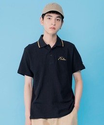 【FILA/フィラ】WEB限定 別注 ワンポイント 筆記体刺繍 綿100% 襟ライン 半袖ポロシャツ