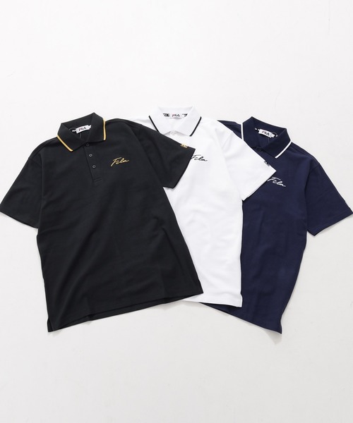 FILA（フィラ）の「【FILA/フィラ】WEB限定 別注 ワンポイント 筆記体刺繍 綿100% 襟ライン 半袖ポロシャツ（ポロシャツ・メンズ・ホワイト/ブラック/ネイビー/ネイビー系9/ブラック系9/ホワイト系9・LL/S/M/L/3L）」の11枚目の写真