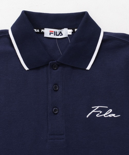 FILA（フィラ）の「【FILA/フィラ】WEB限定 別注 ワンポイント 筆記体刺繍 綿100% 襟ライン 半袖ポロシャツ（ポロシャツ・メンズ・ホワイト/ブラック/ネイビー/ネイビー系9/ブラック系9/ホワイト系9・LL/S/M/L/3L）」の16枚目の写真