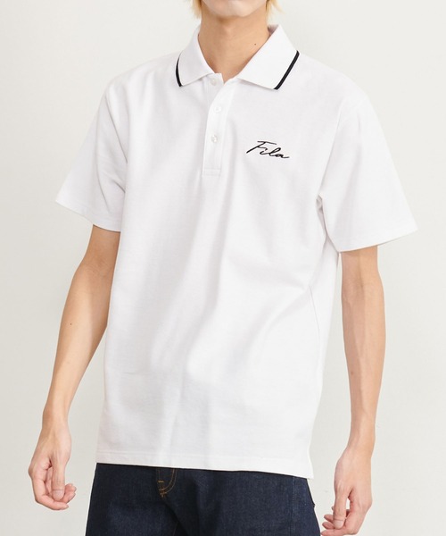 FILA（フィラ）の「【FILA/フィラ】WEB限定 別注 ワンポイント 筆記体刺繍 綿100% 襟ライン 半袖ポロシャツ（ポロシャツ・メンズ・ホワイト/ブラック/ネイビー/ネイビー系9/ブラック系9/ホワイト系9・LL/S/M/L/3L）」の18枚目の写真