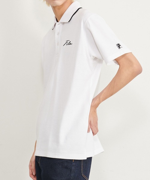 FILA（フィラ）の「【FILA/フィラ】WEB限定 別注 ワンポイント 筆記体刺繍 綿100% 襟ライン 半袖ポロシャツ（ポロシャツ・メンズ・ホワイト/ブラック/ネイビー/ネイビー系9/ブラック系9/ホワイト系9・LL/S/M/L/3L）」の19枚目の写真