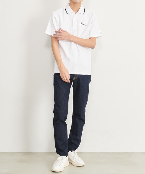 FILA（フィラ）の「【FILA/フィラ】WEB限定 別注 ワンポイント 筆記体刺繍 綿100% 襟ライン 半袖ポロシャツ（ポロシャツ・メンズ・ホワイト/ブラック/ネイビー/ネイビー系9/ブラック系9/ホワイト系9・LL/S/M/L/3L）」の20枚目の写真