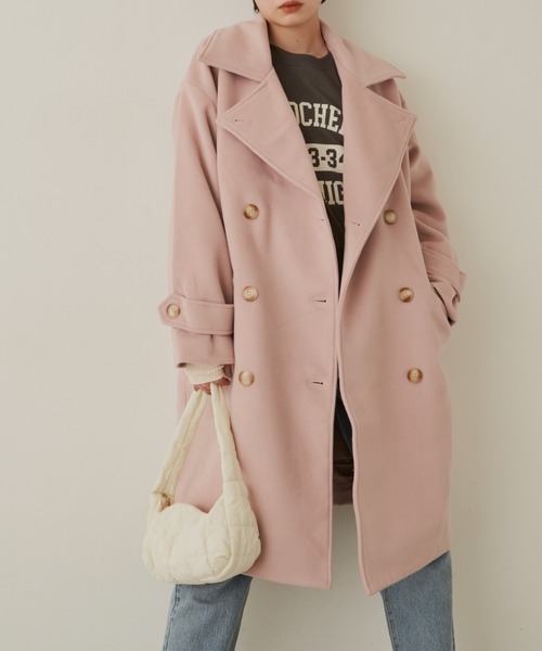 Aunt Marie's（アントマリーズ）の「メルトンオーバーピーコート（ピーコート・レディース・ネイビー/グリーン/ピンク/イエロー・FREE）」の4枚目の写真