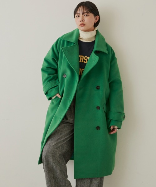 Aunt Marie's（アントマリーズ）の「メルトンオーバーピーコート（ピーコート・レディース・ネイビー/グリーン/ピンク/イエロー・FREE）」の2枚目の写真