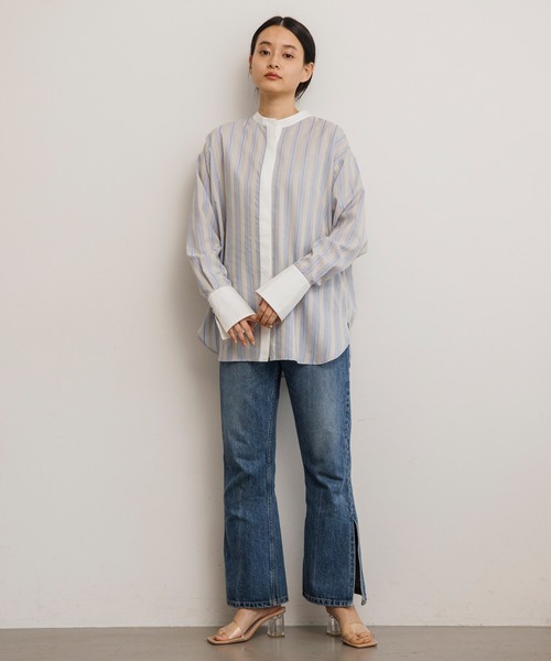 Emma Taylor(エマテイラー)の「クレリックシアーマルチストライプシャツ(シャツ/ブラウス・レディース・サックスブルー/オレンジ/ミント・FREE)」の20枚目の写真