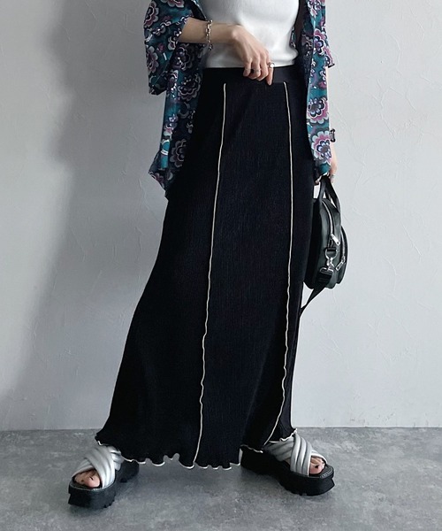 PAGEBOY（ページボーイ）の「アシッドプリーツスカート（スカート・レディース・ブラック/オフホワイト/グリーン系その他/ブルー系その他・FREE）」の3枚目の写真