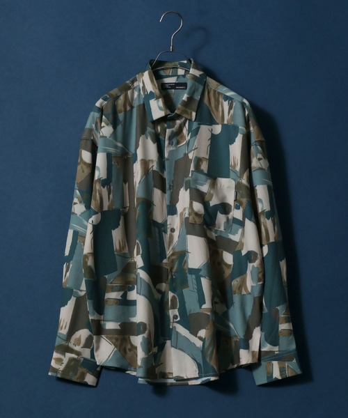 ANPAS（アンパス）の「Georgette Total Pattern Print Oversize Thickness Shirt/ジョーゼット 総柄プリント オーバーサイズ とろみシャツ（シャツ/ブラウス・メンズ・ホワイト/チャコールグレー/ブラック/ブラウン/ブルー/グリーン/アイボリー/ブラック系その他/ブラウン系その他・M/L）」の8枚目の写真