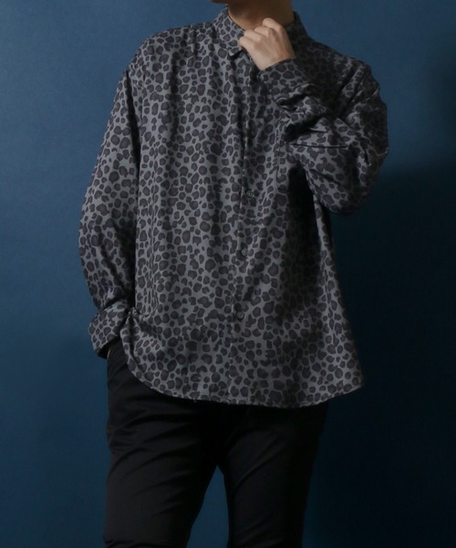ANPAS（アンパス）の「Georgette Total Pattern Print Oversize Thickness Shirt/ジョーゼット 総柄プリント オーバーサイズ とろみシャツ（シャツ/ブラウス・メンズ・ホワイト/チャコールグレー/ブラック/ブラウン/ブルー/グリーン/アイボリー/ブラック系その他/ブラウン系その他・M/L）」の14枚目の写真