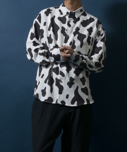 ANPAS（アンパス）の「Georgette Total Pattern Print Oversize Thickness Shirt/ジョーゼット 総柄プリント オーバーサイズ とろみシャツ（シャツ/ブラウス・メンズ・ホワイト/チャコールグレー/ブラック/ブラウン/ブルー/グリーン/アイボリー/ブラック系その他/ブラウン系その他・M/L）」の18枚目の写真
