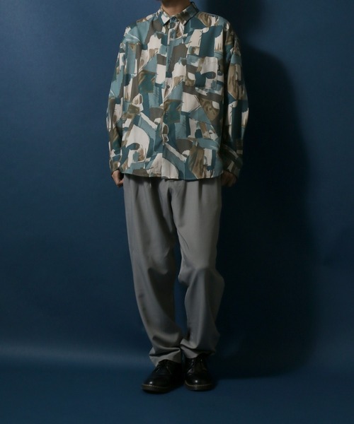 ANPAS（アンパス）の「Georgette Total Pattern Print Oversize Thickness Shirt/ジョーゼット 総柄プリント オーバーサイズ とろみシャツ（シャツ/ブラウス・メンズ・ホワイト/チャコールグレー/ブラック/ブラウン/ブルー/グリーン/アイボリー/ブラック系その他/ブラウン系その他・M/L）」の20枚目の写真