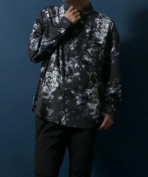 ANPAS（アンパス）の「Georgette Total Pattern Print Oversize Thickness Shirt/ジョーゼット 総柄プリント オーバーサイズ とろみシャツ（シャツ/ブラウス・メンズ・ホワイト/チャコールグレー/ブラック/ブラウン/ブルー/グリーン/アイボリー/ブラック系その他/ブラウン系その他・M/L）」の16枚目の写真