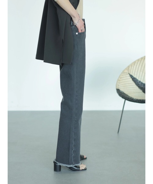 rem closet（レムクローゼット）の「フレアカラーデニム（デニムパンツ・レディース・ブラック/ホワイト・0/1）」の12枚目の写真