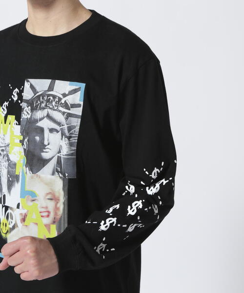 STUD MUFFIN（スタッドマフィン）の「STUD MUFFIN/スタッドマフィン/NYドル コラージュ ロングスリーブTシャツ（Tシャツ/カットソー・メンズ・ホワイト/ブラック・2/3/4）」の7枚目の写真
