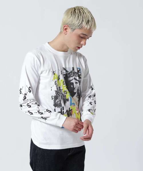 STUD MUFFIN（スタッドマフィン）の「STUD MUFFIN/スタッドマフィン/NYドル コラージュ ロングスリーブTシャツ（Tシャツ/カットソー・メンズ・ホワイト/ブラック・2/3/4）」の13枚目の写真