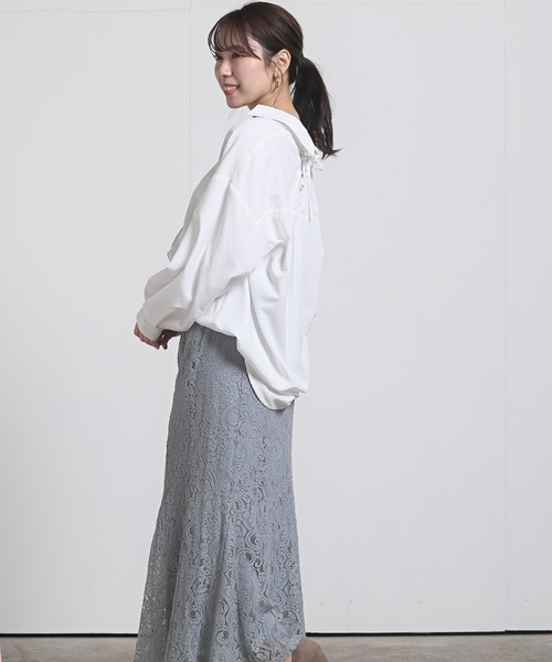 rps（アールピーエス）の「ＢＡＣＫレースアップ裾タックブラウス（シャツ/ブラウス・レディース・ラベンダー/ミント/オフホワイト・M）」の10枚目の写真