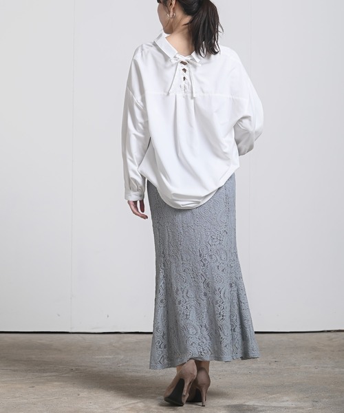 rps（アールピーエス）の「ＢＡＣＫレースアップ裾タックブラウス（シャツ/ブラウス・レディース・ラベンダー/ミント/オフホワイト・M）」の14枚目の写真