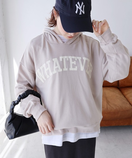 andme（アンドミー）の「バックスリットミニ裏毛スウェットパーカートップス（パーカー・レディース・チャコールグレー/ブラック/アイボリー/モカ/グレイッシュベージュ・M）」の5枚目の写真