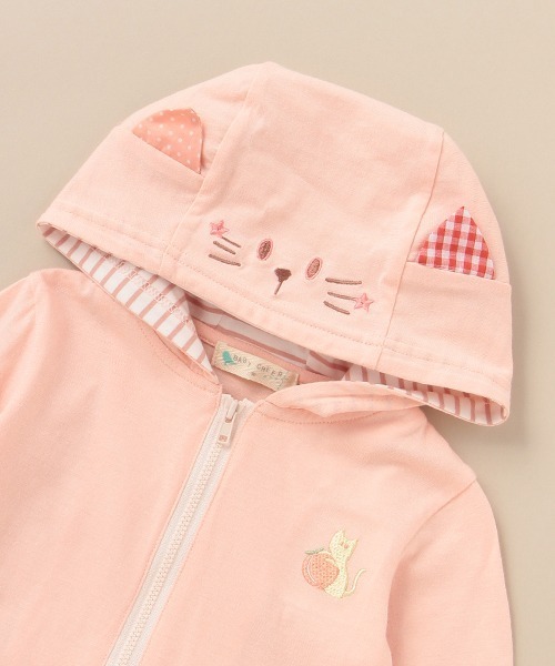 baby cheer（ベイビーチアー）の「ねこUVパーカ（パーカー・キッズ・オフホワイト/ピンク・110cm/90cm/120cm/80ｃｍ/100cm）」の6枚目の写真