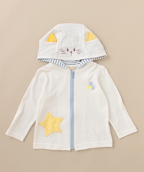 baby cheer（ベイビーチアー）の「ねこUVパーカ（パーカー・キッズ・オフホワイト/ピンク・110cm/90cm/120cm/80ｃｍ/100cm）」の16枚目の写真