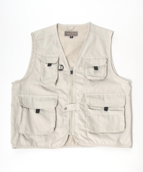 Salong hameu(サロン ハミュー)の「多ポケットのフィッシングベスト メンズ レディース(ベスト・メンズ・チャコールグレー/ベージュ/カーキ・M/L/XL)」の6枚目の写真