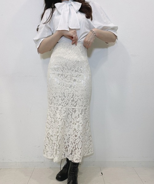 TITTY&CO.（ティティーアンドコー）の「【TITTY&CO.】マーメイドレーススカート（スカート・レディース・ブルー/アイボリー・X-SMALL/FREE）」の12枚目の写真