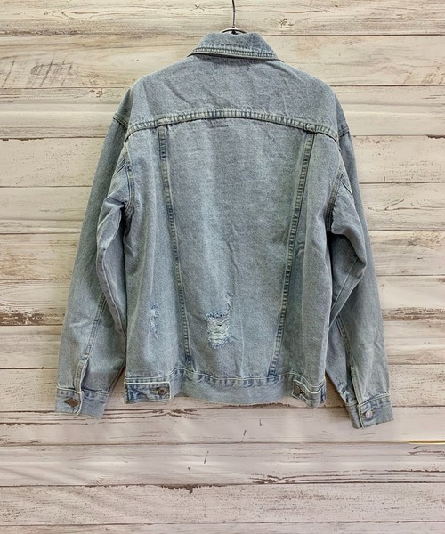 Jewelobe（ジュエローブ）の「ダメージデニムルーズジャケット（デニムジャケット・レディース・サックスブルー・S/M）」の8枚目の写真