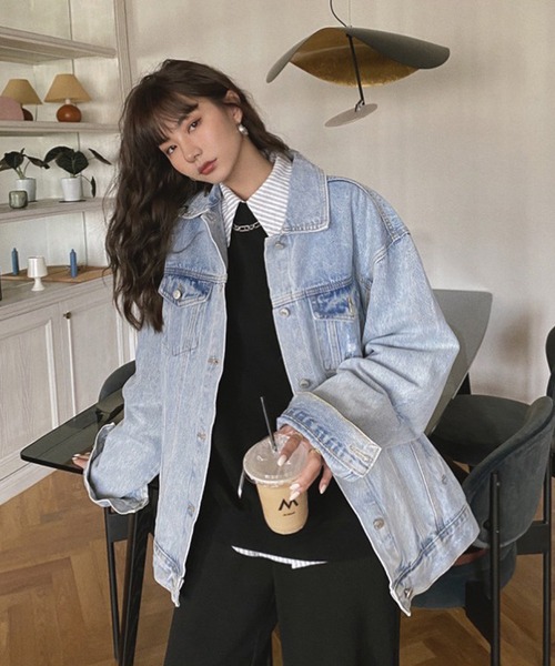 Jewelobe（ジュエローブ）の「ダメージデニムルーズジャケット（デニムジャケット・レディース・サックスブルー・S/M）」の11枚目の写真