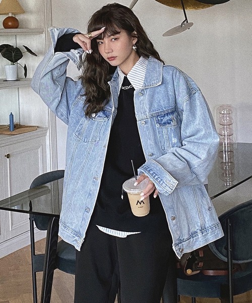 Jewelobe（ジュエローブ）の「ダメージデニムルーズジャケット（デニムジャケット・レディース・サックスブルー・S/M）」の13枚目の写真