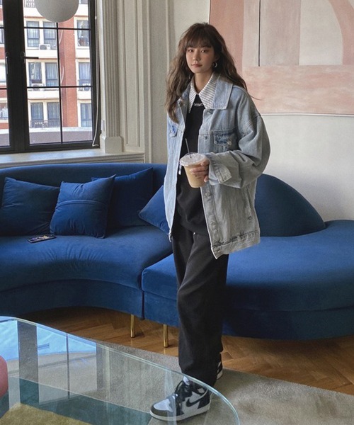 Jewelobe（ジュエローブ）の「ダメージデニムルーズジャケット（デニムジャケット・レディース・サックスブルー・S/M）」の17枚目の写真