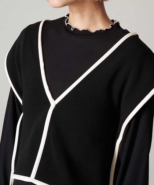 A de a.v.v（アードアー・ヴェ・ヴェ）の「配色レザーニットベスト（ニット/セーター・レディース・ホワイト/ブラック/クリーム・39）」の10枚目の写真