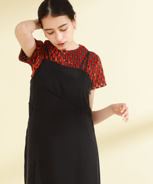 Ray BEAMS(レイビームス)の「Ray BEAMS / オパール チェック ハーフスリーブ Tシャツ(Tシャツ/カットソー・レディース・オリーブ/オレンジ・ONE SIZE)」の1枚目の写真