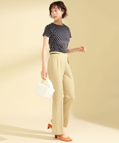 Ray BEAMS(レイビームス)の「Ray BEAMS / オパール チェック ハーフスリーブ Tシャツ(Tシャツ/カットソー・レディース・オリーブ/オレンジ・ONE SIZE)」の5枚目の写真