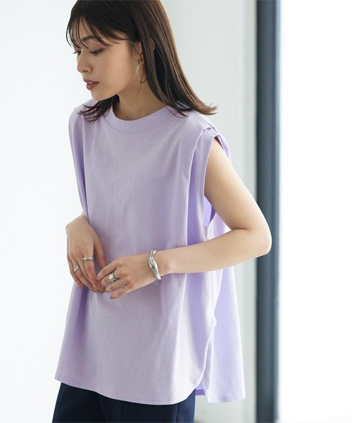 titivate(ティティベイト)の「ショルダータックノースリーブトップス(Tシャツ/カットソー・レディース・ライトブラウン/チャコール/ラベンダー/オフホワイト/ブラック・M/S)」の17枚目の写真