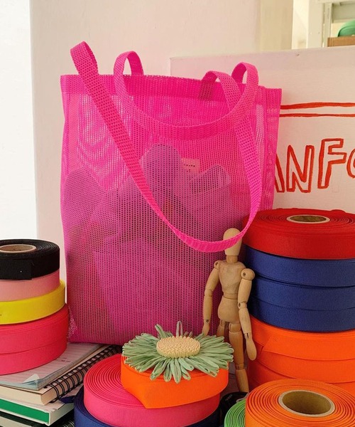 Bonjour Girl（ボンジュールガール）の「【Planforotherday/プラン・フォー・アザーデイ】MESH BASKET BAG メッシュバスケットバッグ（トートバッグ・レディース・ブルー/ピンク/オレンジ/イエロー・FREE）」の12枚目の写真