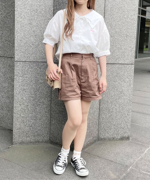 PairPair(ペアペア)の「セーラーカラーブラウス(シャツ/ブラウス・レディース・オフホワイト/クリーム/ピンクベージュ・フリー)」の4枚目の写真