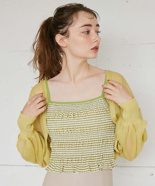 archives（アルシーヴ）の「シャーリングキャミソール（キャミソール・レディース・ブラック/ベージュ/オレンジ/ブルー/グリーン・MEDIUM）」の3枚目の写真