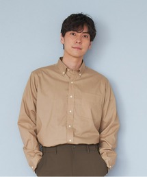 Pitta Re:)（ピッタリ）の「形態安定ノーアイロン ラウンドテール ボタンダウン 長袖ビジネスワイシャツ（ビジネスシャツ）」