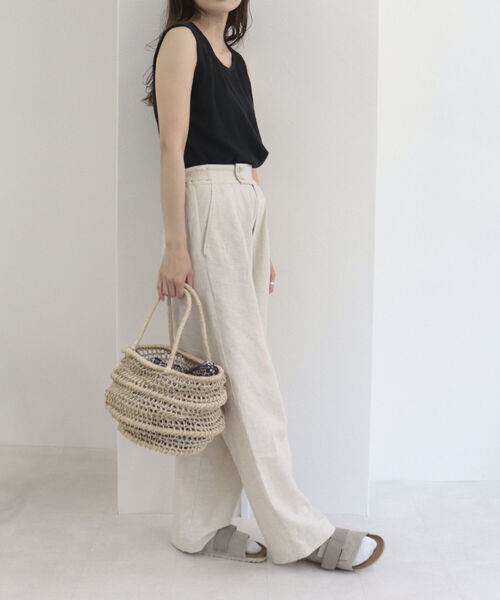 HALIN（ハリン）の「【HALIN/ハリン】レオパード巾着折りたたみバスケットバッグ（かごバッグ・レディース・ダークブラウン/キナリ・FREE）」の6枚目の写真