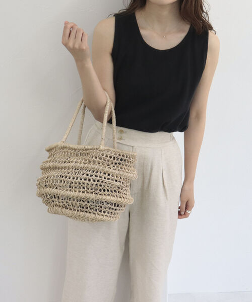 HALIN（ハリン）の「【HALIN/ハリン】レオパード巾着折りたたみバスケットバッグ（かごバッグ・レディース・ダークブラウン/キナリ・FREE）」の7枚目の写真