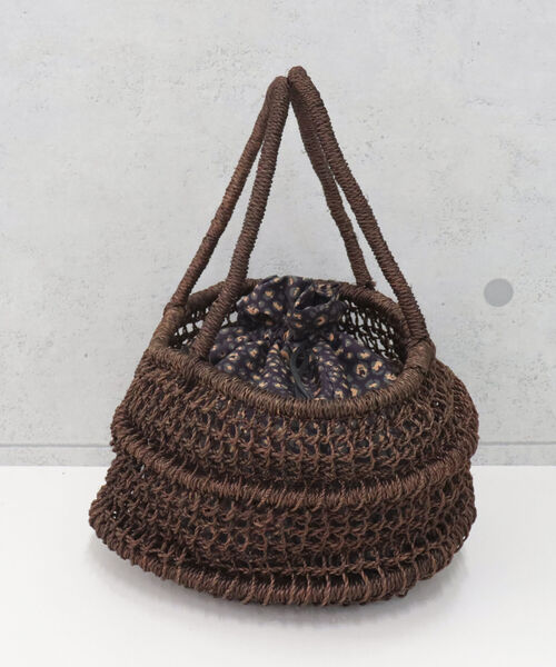 HALIN（ハリン）の「【HALIN/ハリン】レオパード巾着折りたたみバスケットバッグ（かごバッグ・レディース・ダークブラウン/キナリ・FREE）」の12枚目の写真