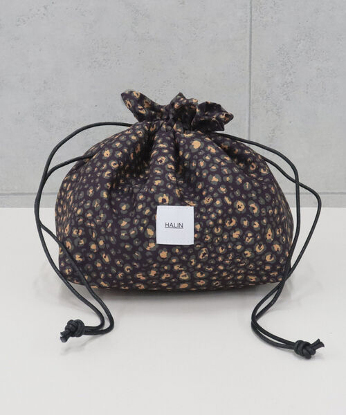 HALIN（ハリン）の「【HALIN/ハリン】レオパード巾着折りたたみバスケットバッグ（かごバッグ・レディース・ダークブラウン/キナリ・FREE）」の18枚目の写真